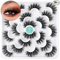 DYSILK Fluffy Lashes False Eyelashes - Mink Lashes 10 Pairs 6D Faux Lashes Pack Mink Eyelashes Reusable Wispy Fluffy Cat Eye Lashes Natural Look Fake Eyelashes Soft Extension | 18mm