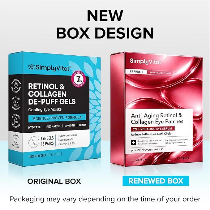 Collagen Eye Patches with Retinol & Hyaluronic Acid Mask - Depuffing Under Eye Patches for Puffy Eyes and Dark Circles - Cooling Undereye Masks for Women & Men - Parches Para Ojeras - 15 Pairs