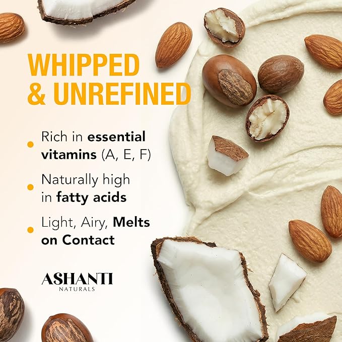 Ashanti Naturals Scented Whipped Shea Butter | African Body Butter for Men w/Coconut and Almond Oil (Coco Mango Souffle, 8 oz)