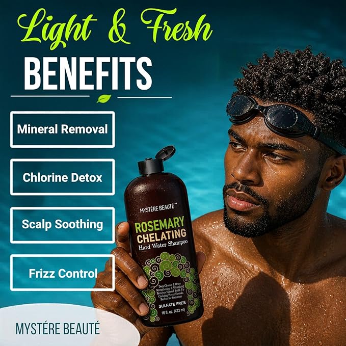 Chelating Rosemary Shampoo and Conditioner Set – Clarifying Hard Water & Chlorine Removal Formula with Tea Tree, Biotin & Keratin – Sulfate Free Hair Growth Detox Shampoo – 16 oz Each MYSTÈRE BEAUTÉ