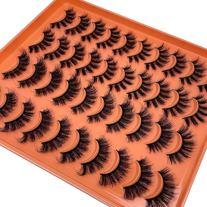 Mink Lashes Wispy Dramatic Thick Faux Mink Fake Eyelashes Pack 18mm 3D Full Strips Lashes Pack 20 Pairs Styles Mixed YH310