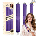 Overnight Heatless Hair Curler, Upgraded with Hair Pad Grippers Satin Jumbo Flexi Blowout Curls Rods, 3pcs No-Heat Styling Tools Curling Rod to Sleep in for All Hair Types - Purple