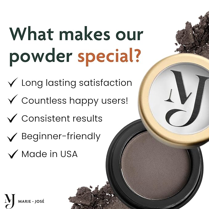 Marie-José Eyebrow Powder – Highly Pigmented, Vegan & Cruelty-Free, Natural-Looking Brows, Long-Lasting Finish (Dark Brown)
