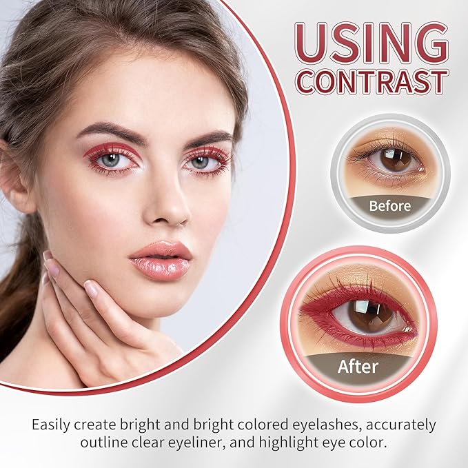 Burgundy Mascara and Eyeliner Set,5D Colored Mascara Volume and Length Waterproof,Natural Curling Lengthening,Suitable for Women Eye Makeup