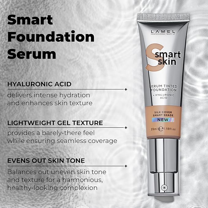 Lamel- Smart Skin Serum Tinted Foundation - 406 Medium Beige | Smoothens skin | Weightless texture| Blurs pores | All-day wear | 35ml