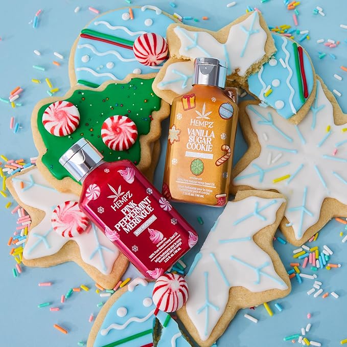 Hempz Holiday Mini Lotion Gift Set, Pink Peppermint & Frosted Vanilla Sugar Cookie Moisturizer, Sweets & Treats Duo, 2.25 oz