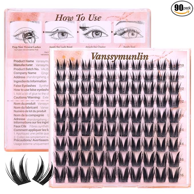 Bunny Lash Clusters Manga Eyelash Clusters Wispy Anime Cluster Eyelash Extensions Wet Look Cluster Lashes 10-16mm Fairy C Curl DIY Lash Extensions Spiky Individual Lashes 90 Pcs by Vanssymunlin