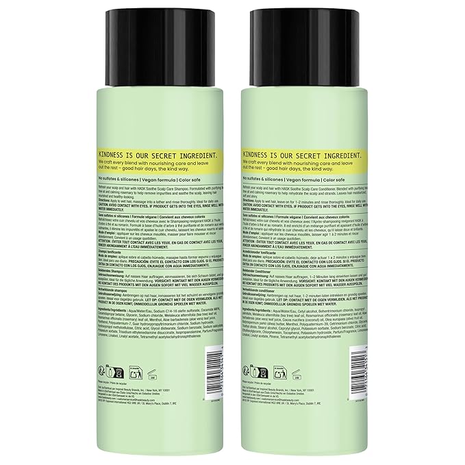 HASK Shampoo + Conditioner Set | Color Safe, Sulfate-Free, Paraben-Free, Gluten-Free, Cruelty-Free | 16oz each, 2 Pack