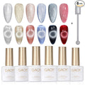 GAOY Holographic Glitter Cat Eye Gel Polish Set of 6 Colors with Free Magnet UV LED Soak Off Nail Polish Home DIY Manicure Nail Salon Varnish