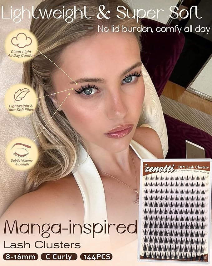 Manga Lash Clusters Natural Anime Lash Clusters with Spikes Fairy Cluster Eyelash Extensions Wispy Spiky Cosplay Individual Lashes with Invisible Band C Curly Doll Lash Extension 8-16MM by zenotti