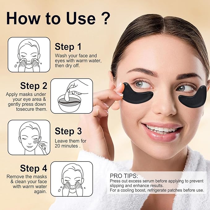 LAVONE Eye Mask - 30 Pairs Caffeine Eye Patches Skin Care Products,Eye Masks Skincare for Dark Circles and Puffiness, Reduce Wrinkles, Eye Bags and Fine Lines, for Women and Man - Caffeine