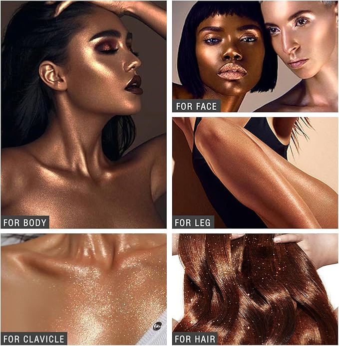 HOSAILY Body Glitter Spray - Bronze Body Shimmer for Face, Hair & Body, Moisturizing Luminizer Glow Illuminator, Quick-Drying Sparkling Glitter Spray Liquid Highlighter Makeup (#04)