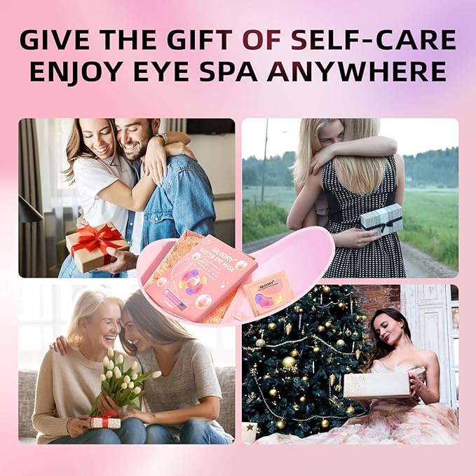 AILEORY Under Eye Patches (8 Pairs) - Tri-color Glitter Eye Gel Pads for Dark Circles, Puffy Eyes, Under eye Bags, Wrinkles | Natural Collagen Under Eye Mask Patches, Gel Under Eye Patches