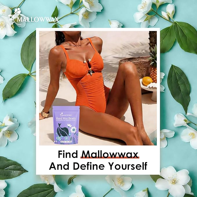 Mallowwax Hard Wax Beads, 1lb Low Temp Stripless Wax For Sensitive Skin, For Coarse And Short Hair, Bikini, Underarms, Legs And Body