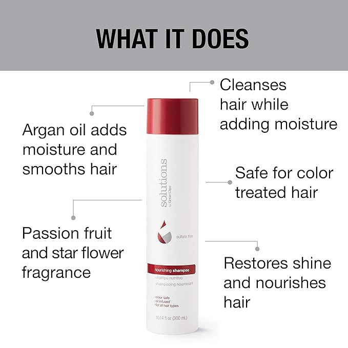 GREAT CLIPS Solutions Nourishing Shampoo 10oz | Argan Oil | Sulfate and Paraben Free | Moisturizes and Restores Shine | Safe for Color-treated Hair