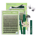 KEYYOU LASH Clusters kit 144pcs with Colored Eyelash Clusters Individual Eyelash Extension Kit 8-18mm with Lash Bond Seal Remover Applicator for DIY Lashes Extensions at Home(C01)