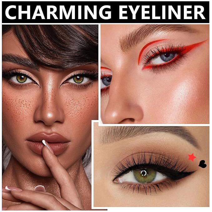 2PCS Red Liquid Eyeliner Stamp, Double-headed Waterproof Red Eyeliner Pencil, Fast-drying Eye Liner Stamp Makeup for Women