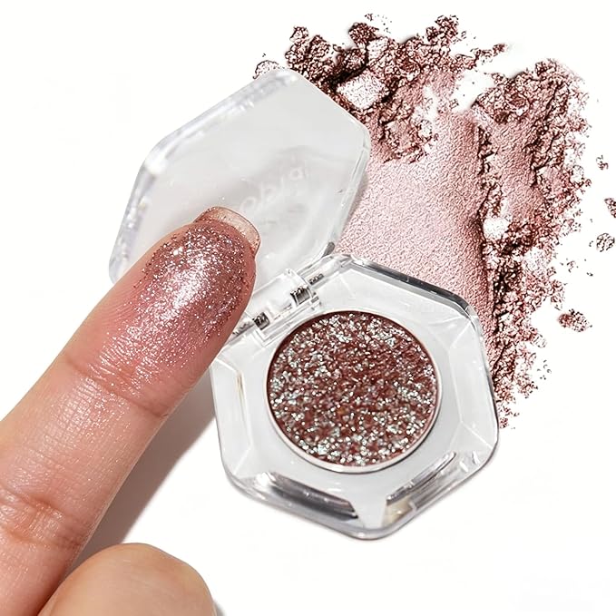 Chameleon Eyeshadow Collection, 14 Shades, Glitter Pressed Powder, Iridescent Shimmer Colors. (Hilt)