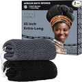 African Net Sponge Authentic - 2 Pieces 52IN Stretched Length Exfoliating Body Scrubber Bath Sponge - Loofah Washcloth Back Scrub for Shower Body Exfoliator