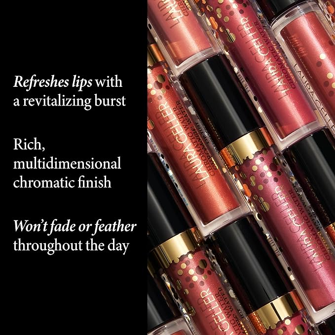 LAURA GELLER NEW YORK Chromatic Water Lip Tint, Holographic Lip Color, Water-Based Formula to Hydrate Dry Lips, Tea Rose