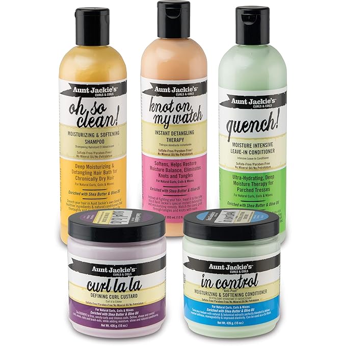 Aunt Jackie's Curls and Coils Quench Moisture Intensive Leave-In Hair Conditioner for Natural Curls, Coils and Waves, Enriched with shea Butter, 16 oz