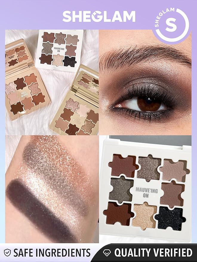 SHEGLAM 8-Color Shimmer Matte Eyeshadow Palette Smooth Blendable Jazy Jigsaw Eyeshadow Palette-Mauve'ing On