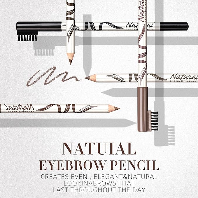 6PCS Eyebrow Pencils for Women,Wooden Hard-Core for Eyebrows & Eyeliner Dual-PurPose,Micro Black Eyebrows Pencil for Precision Filling,Long Lasting for Natural-Looking Brows with Sharpener,Brown