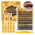 QUEWEL DIY-Lash-Extension-Kit, 3D Fluffy-Lashes-Clusters-Kit with 280PCS 30+40+50D Lashes Clusters Mixed 10-16mm Eyelash Clusters, Lash Bond and Seal, Eyelashes Tweezers DIY at Home(3D 30+40+50 KIT)