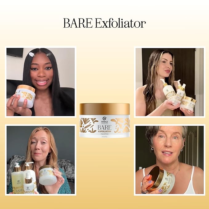 Bare Pre Shave Exfoliator for Women - Ingrown Hair Exfoliating Scrub for Bikini Area Legs & Underarms with Glycolic Acid & Volcanic Sand Exfoliants - Smoothing Bikini Area Exfoliator Pre Shave Scrub