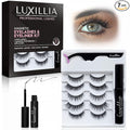 Luxillia 7-Piece Magnetic Eyelashes with Applicator & Magnetic Eyeliner Kit – Reusable Natural Magnetic Lashes – Easy Apply Lash Kit for Beginners – Waterproof, Short & Dramatic Looks