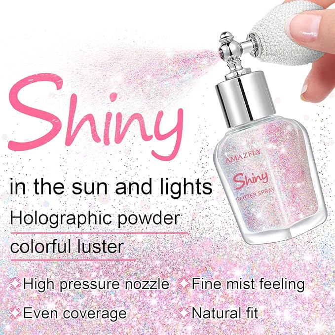 Hair and Body Glitter Spray, Shimmering Powder Sparkle Powder Makeup, Glitter Loose Sparkle Makeup for Body Highlighter,Festival Prom Rave Accessories (Pastel)