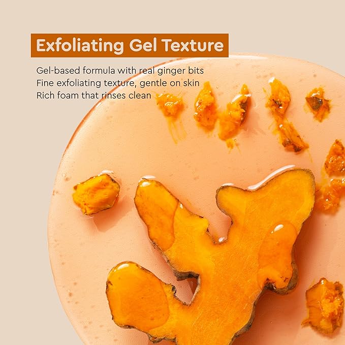 Turmeric Exfoliating Body Wash with Ginger & Centella, Gentle Shower Gel for Sensitive Skin, Moisturizing Deep Cleansing, Paraben Silicone Free, Spa Gifts for Women