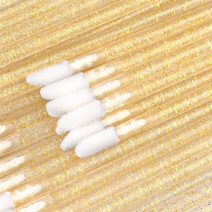 G2PLUS 300PCS Lip Brushes, Crystal Disposable Lip Brushes, Glitter Gold Lip Gloss Applicators, Lipstick Gloss Wands Applicator Makeup Tool Kits for Lipstick and Lip Gloss