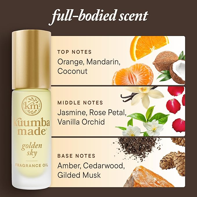 Kuumba Made Golden Sky Fragrance Oil, Long-Lasting Scented Oil Perfume Roller, Vegan, Alcohol-Free, 0.15 Fl Oz