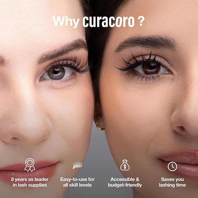 Curacoro Eclipse Flat Eyelashes Extension 13mm 0.15-CC Curl, Light Lashes Extension Suppplies, Individual Eyelashes Salon Use, Black Mink False Lashes