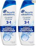 Head and Shoulders Classic Clean 2-in-1 Anti-Dandruff Shampoo + Conditioner 8.45 Fl Oz (Pack of 2)