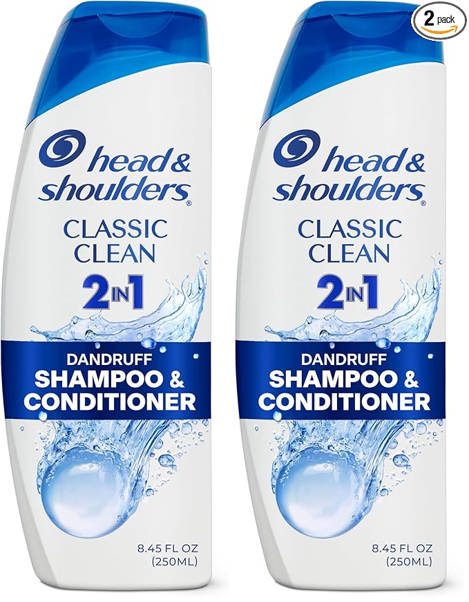 Head and Shoulders Classic Clean 2-in-1 Anti-Dandruff Shampoo + Conditioner 8.45 Fl Oz (Pack of 2)
