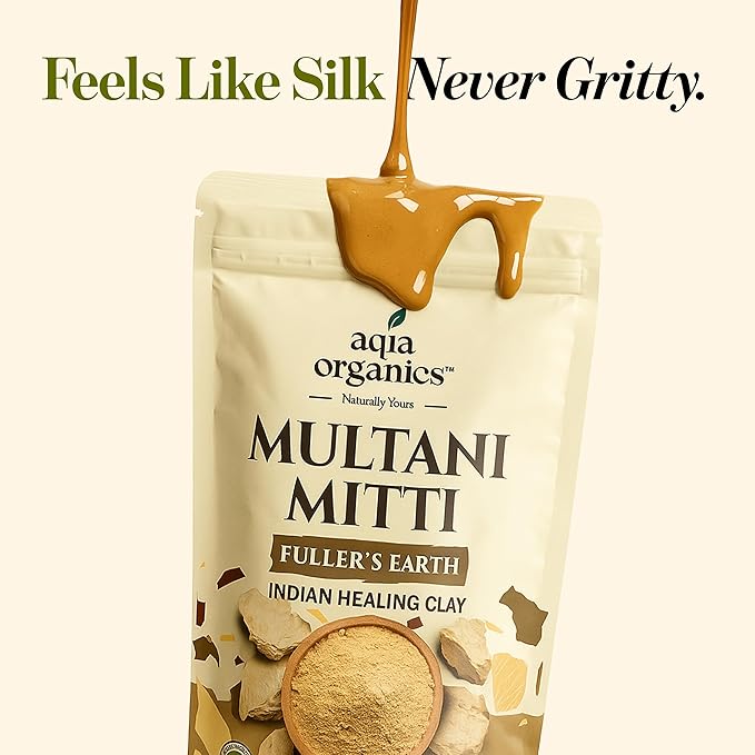 Multani Mitti Powder | Indian Healing Clay | 100% Pure Fullers Earth Powder for Natural Skin Tightening Face Mask | Deep Pores Cleansing | Bentonite Clay | Tan Removal Face Pack | 8 oz