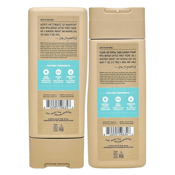 Dr. Squatch Men's Natural Shampoo and Conditioner Set – Sulfate & Paraben Free Natural Shampoo and Conditioner for Men – Scalp Nourishing Formula – Coconut Castaway (11 fl oz, 2-Pack)