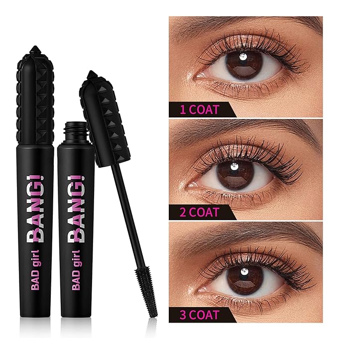 Black Mascara for Eyelashes, Waterproof Mascara Long Lasting Thick Eye Lash, 5D Silk Fiber Lash Smudge-Proof Volume, Lengthening, Curling Mascara Makeup Party Stage Use