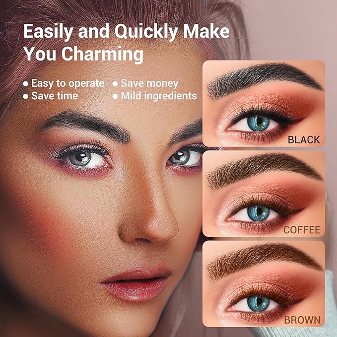 Lash & Brow Color Kit, Black Eyelash & Eyebrow Color Kit, Eyebrow Coloring Set with Natural Bushy Results, 7ml, Black
