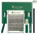 KEYYOU Lash Clusters Kit Natural Wispy DIY Lash Extension Kit 144pcs Lashes Clusters Eyelash Extension with Mascara Brush Bond and Seal Glue Remover Applicators and Brush for Lashes Extensions (Y01)