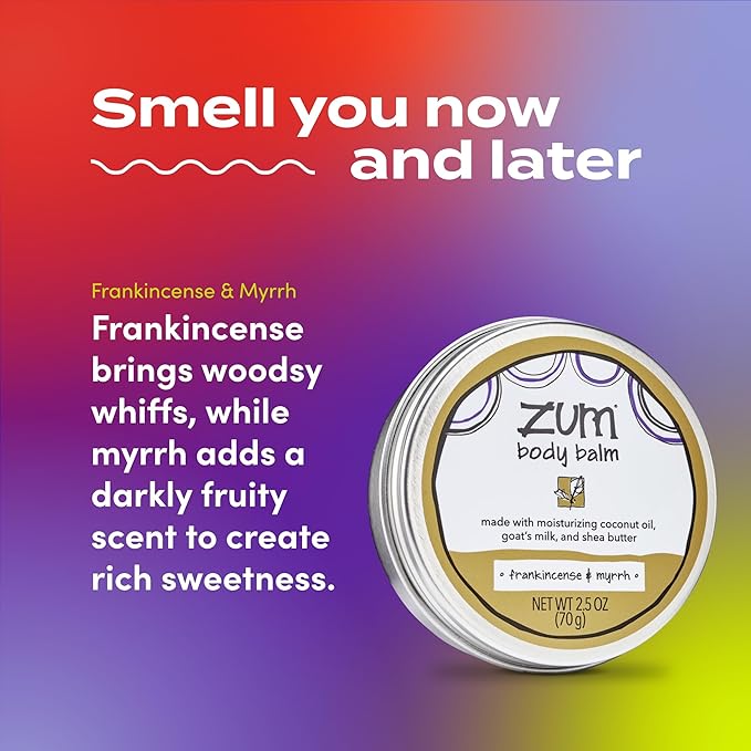 Zum Indigo Wild Body Balm - Body Moisturizer for Women & Men - Includes Goat's Milk, Shea Butter & More - Natural Skin Moisturizer - Frankincense & Myrrh - 2.5 oz