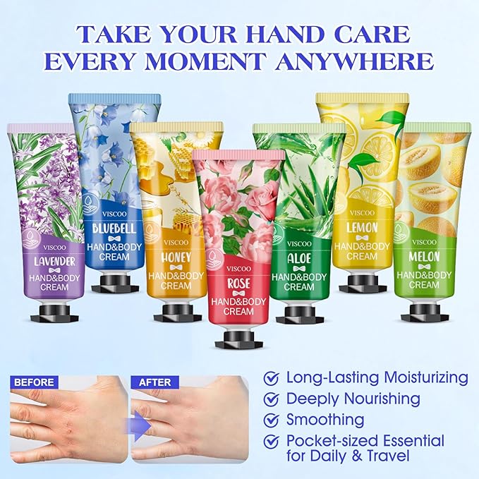 VISCOO 42 Pack Hand Cream Gifts Set for Women, Teacher Appreciation Gift / Graduation Gifts, Moisturizing Mini Hand Lotion Travel Size for Dry Cracked Hands, Birthday Gift