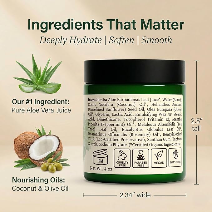 Peppermint Foot Cream for Cracked Heels & Dry Feet | Callus Remover with 5% Lactic Acid | Non-Greasy & Fast-Absorbing | Tea Tree, Eucalyptus & Rosemary Essential Oils | Natural Foot Moisturizer | 4 oz