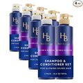 Hair Biology Biotin-Infused Purple Shampoo and Conditioner Set for Grey Hair, Anti-Brassiness, Moisturizing, Color-Safe, Silver & Glowing, Corrects Yellow Tones, 12.8 Fl Oz Each, 2 Count (Pack of 4)