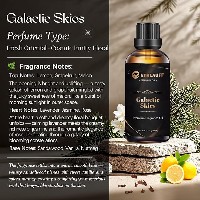 Mens Cologne Fragrance Oil 3.38FL.OZ - Galactic Skies Scented Oil for Candle Scents for Candle Making, Soap Making Scents, Diffuser Oils Scents