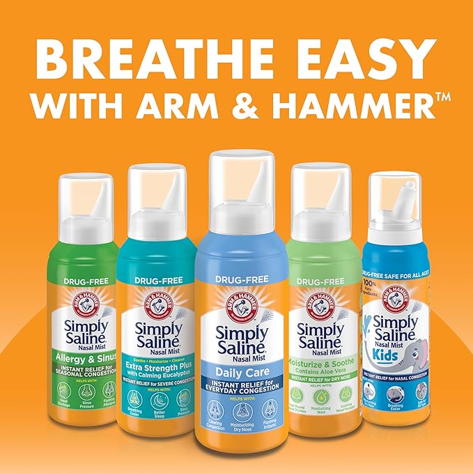 ARM & Hammer Simply Saline Extra Strength Plus Eucalyptus Nasal Mist for Severe Congestion, Saline Nasal Spray, 4.6 oz