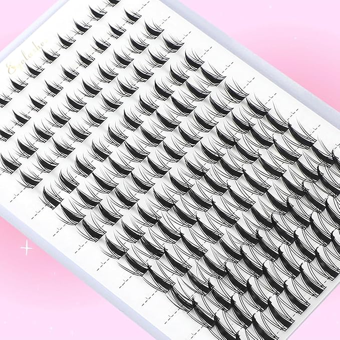 Lash Clusters Kit: Eyelash Clusters Individual Lash Extension Kit 480 Pcs D Curl Fluffy Wispy False Eyelashes Extensions Thin Band with Bond Seal Tweezers Brush (40D+50D-SMY11&Kit, Lash clusters)