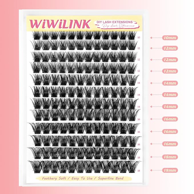 Magic Lash Clusters 10-18mm Fluffy Eyelash Clusters DIY Lash Extension 0.3mm Wispy Individual Cluster Eyelash Extensions D Curl Volume False Eyelashes
